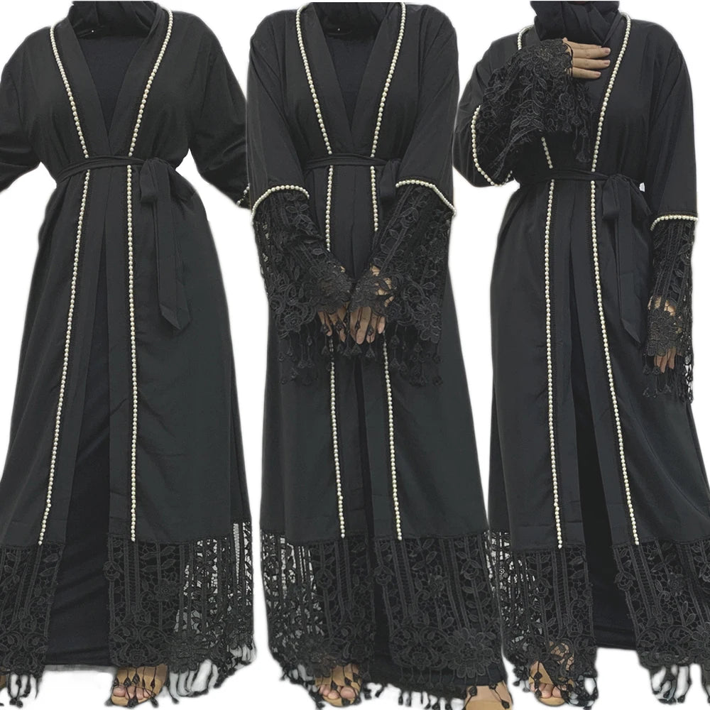 Open Abaya Women Lace Cardigan