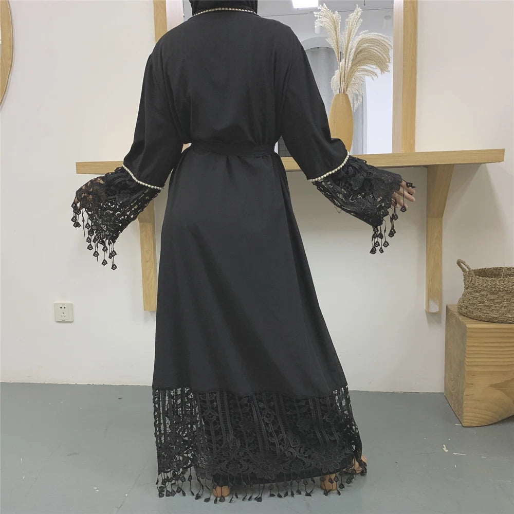 Open Abaya Women Lace Cardigan