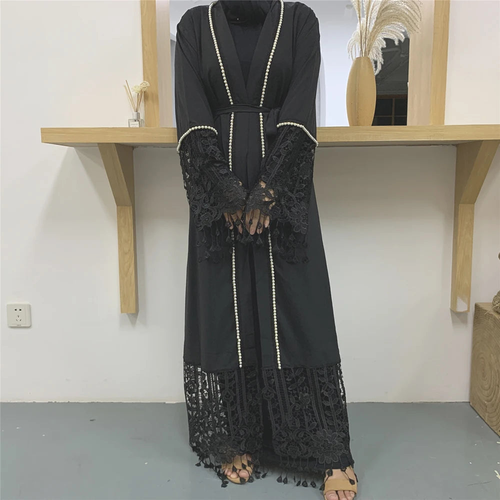 Open Abaya Women Lace Cardigan