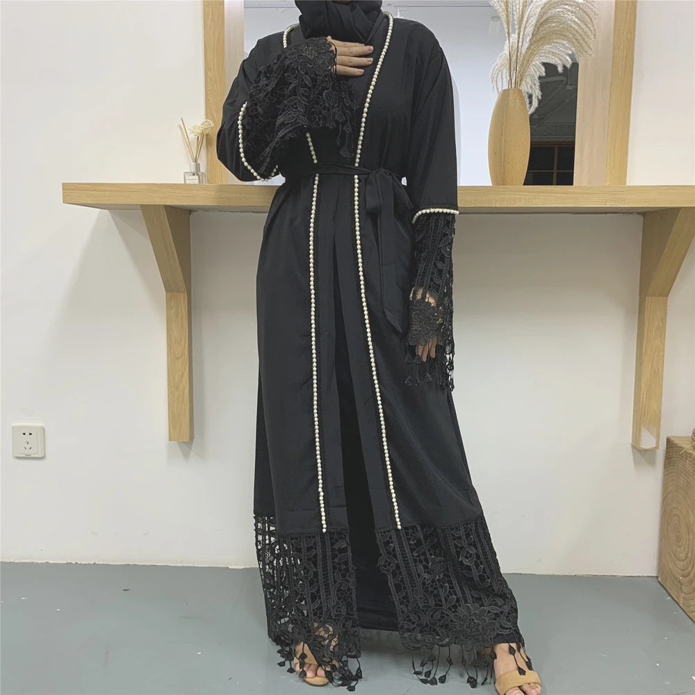 Open Abaya Women Lace Cardigan