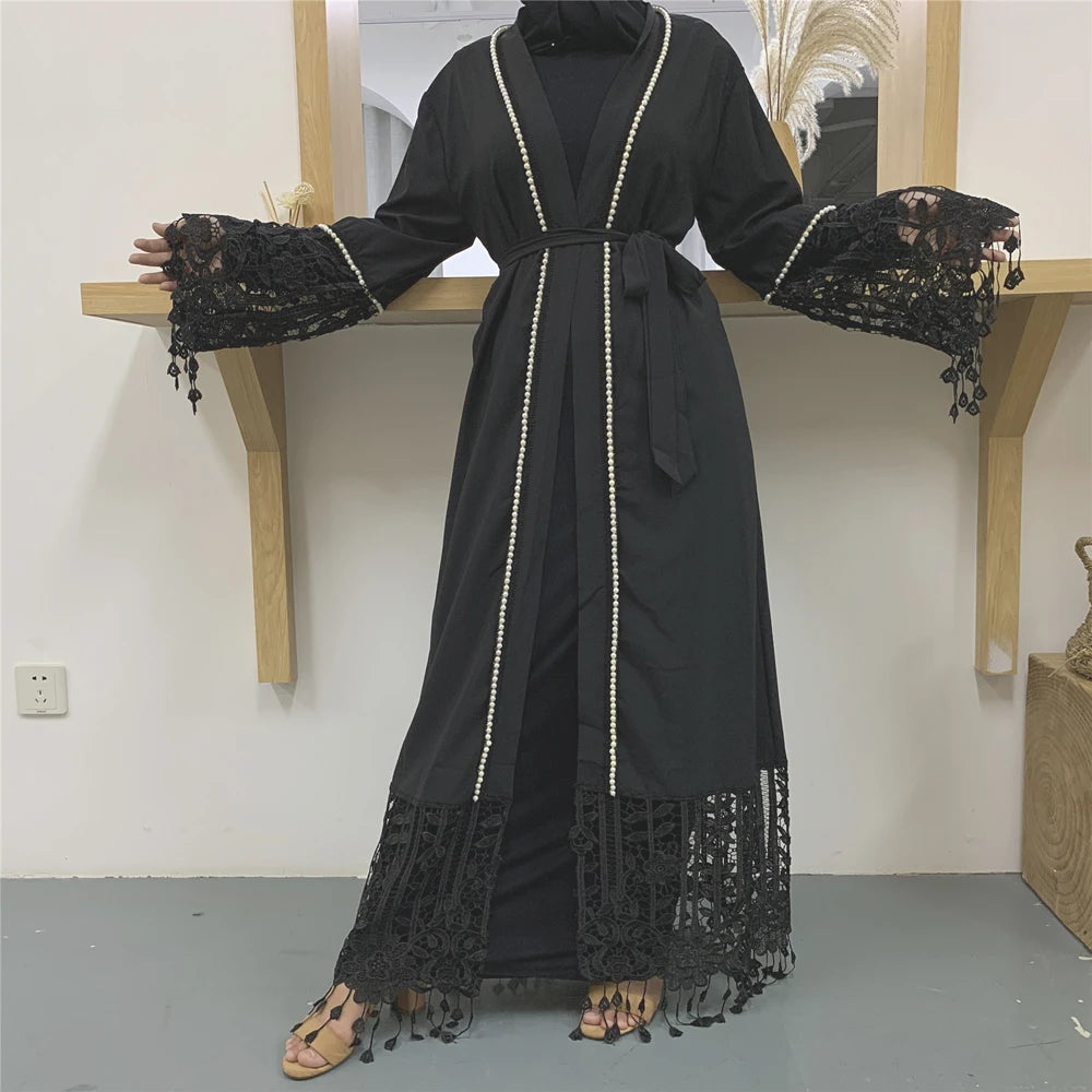 Open Abaya Women Lace Cardigan