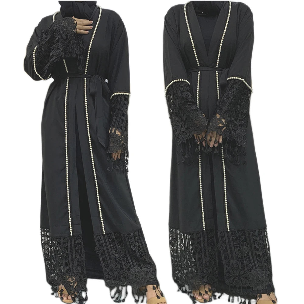 Open Abaya Women Lace Cardigan