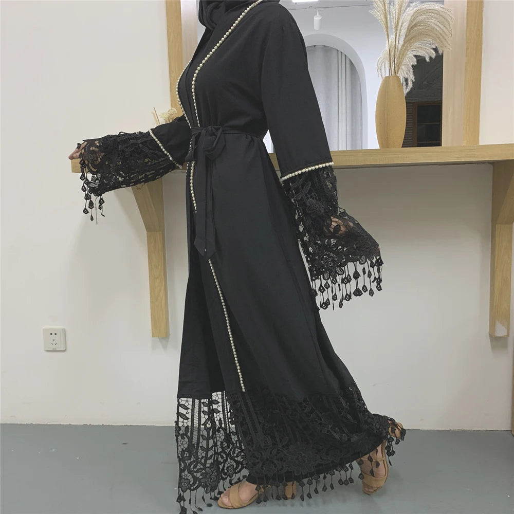 Open Abaya Women Lace Cardigan