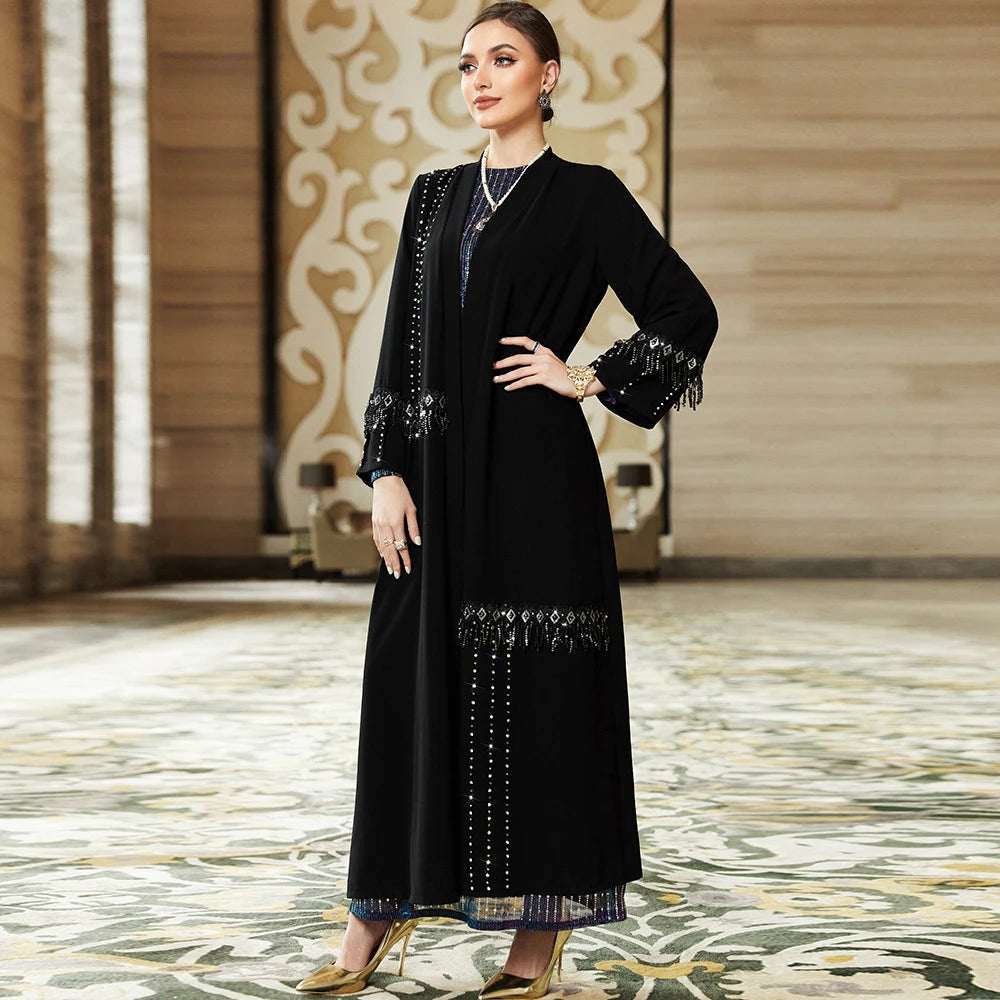 Lovely Open Abaya Luxury Women Jalabiya Kebaya