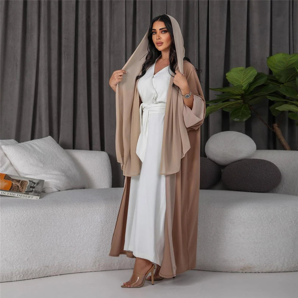 Kimono Chiffon Abayas Open Cardigan Long Maxi Dress