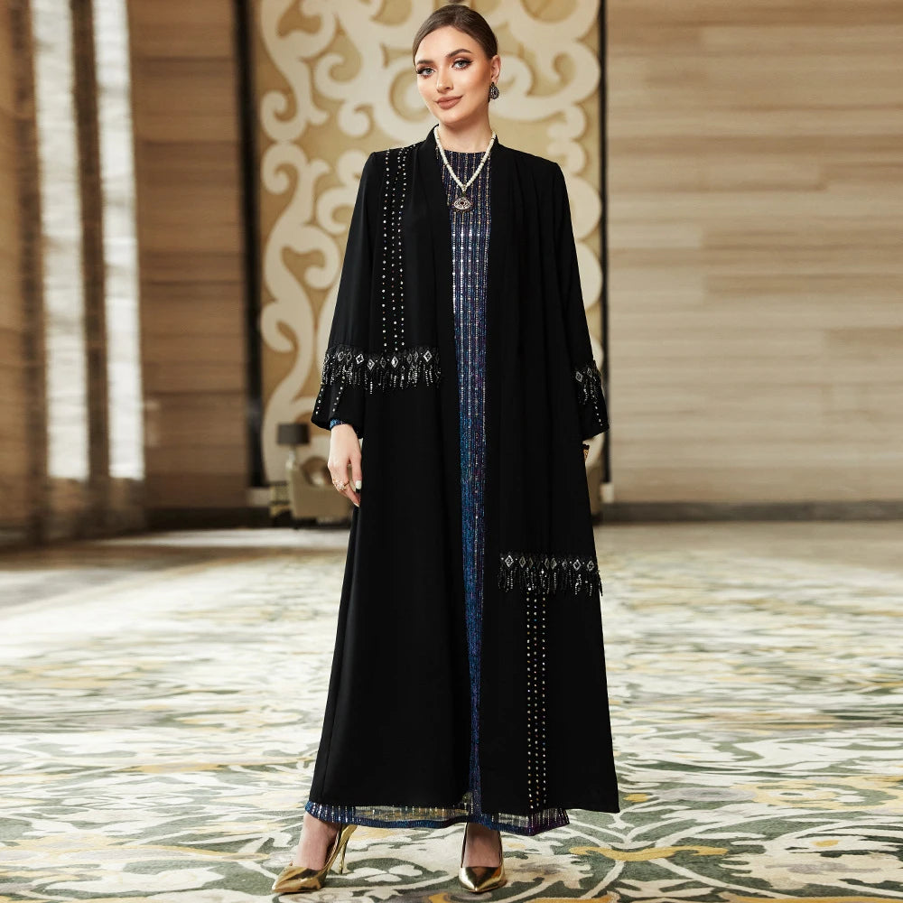 Lovely Open Abaya Luxury Women Jalabiya Kebaya