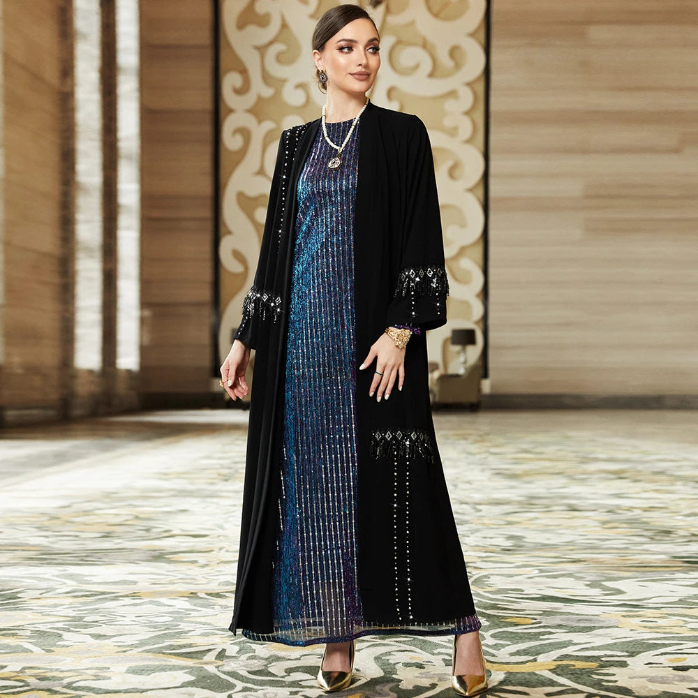 Lovely Open Abaya Luxury Women Jalabiya Kebaya