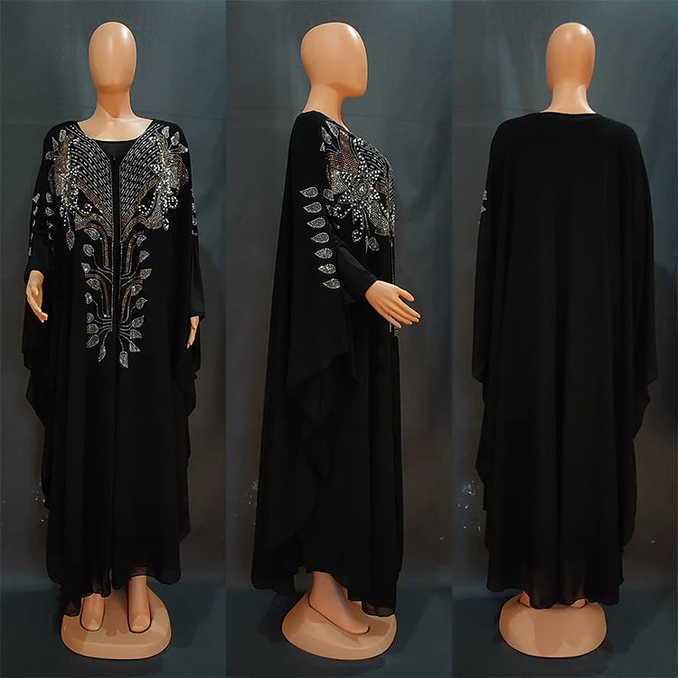 Polyester African Dresses for Women 2022 Traditional Loose Abaya  African Boubou Robe African Femme Clothes with Inner