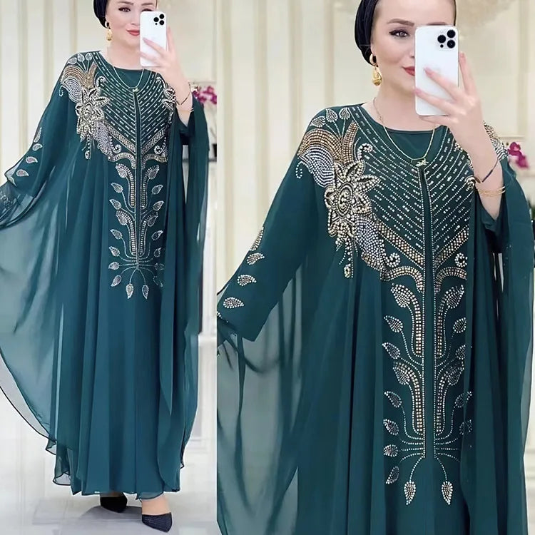 Polyester African Dresses for Women 2022 Traditional Loose Abaya  African Boubou Robe African Femme Clothes with Inner