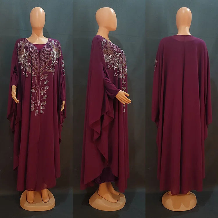 Polyester African Dresses for Women 2022 Traditional Loose Abaya  African Boubou Robe African Femme Clothes with Inner