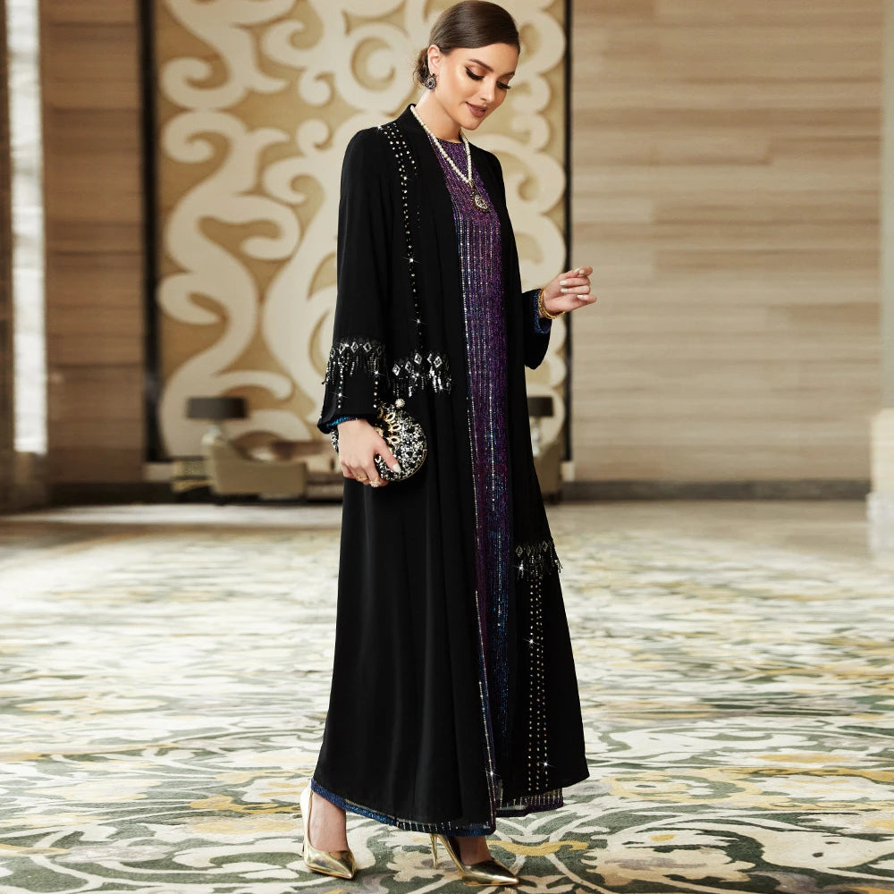 Lovely Open Abaya Luxury Women Jalabiya Kebaya