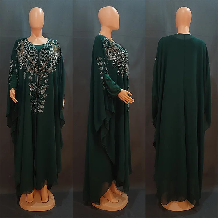 Polyester African Dresses for Women 2022 Traditional Loose Abaya  African Boubou Robe African Femme Clothes with Inner