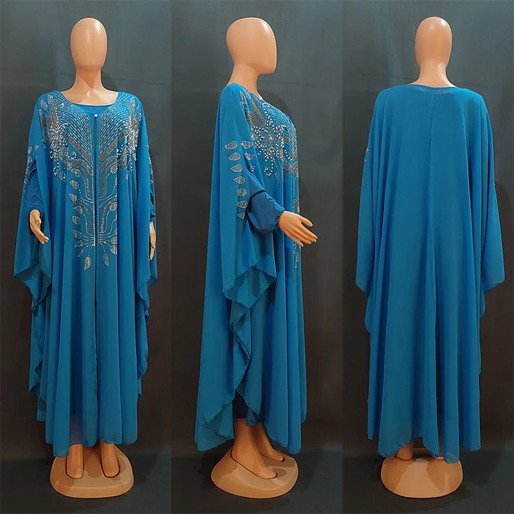 Polyester African Dresses for Women 2022 Traditional Loose Abaya  African Boubou Robe African Femme Clothes with Inner