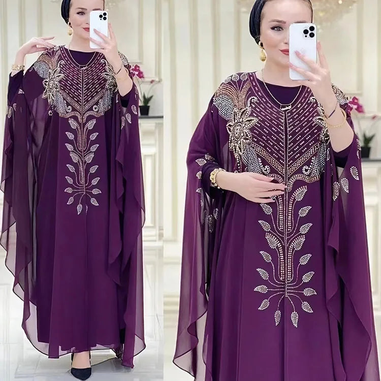 Polyester African Dresses for Women 2022 Traditional Loose Abaya  African Boubou Robe African Femme Clothes with Inner